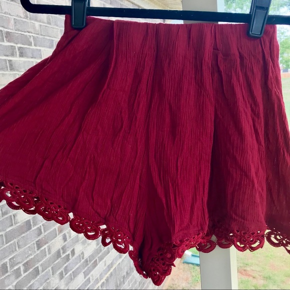 Red with Lace Detail Two Piece Set - Picture 2 of 8